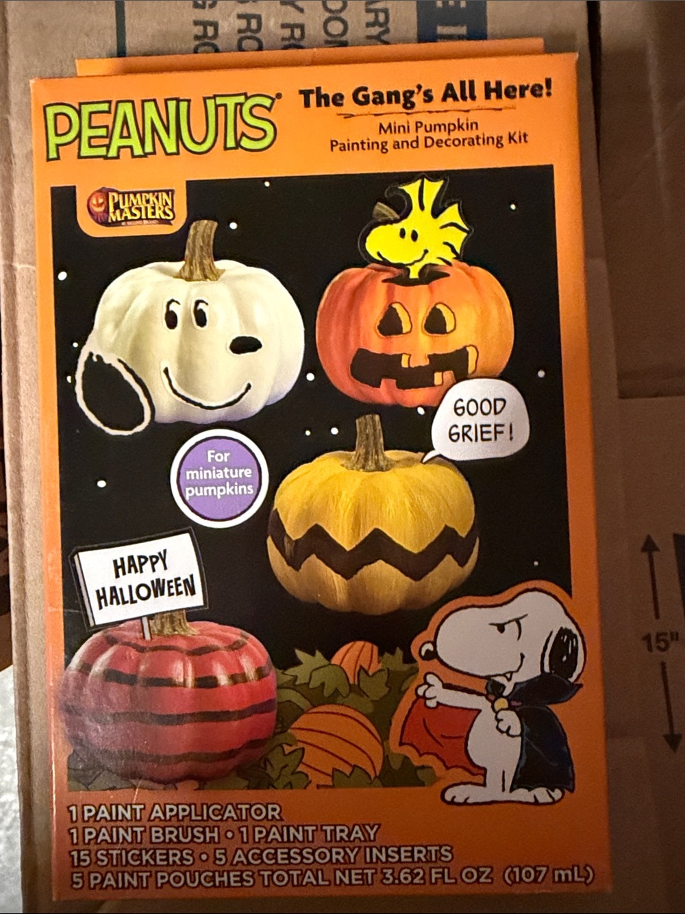Peanuts Mini Pumpkin Painting Kit - Orange, White, Yellow, Red